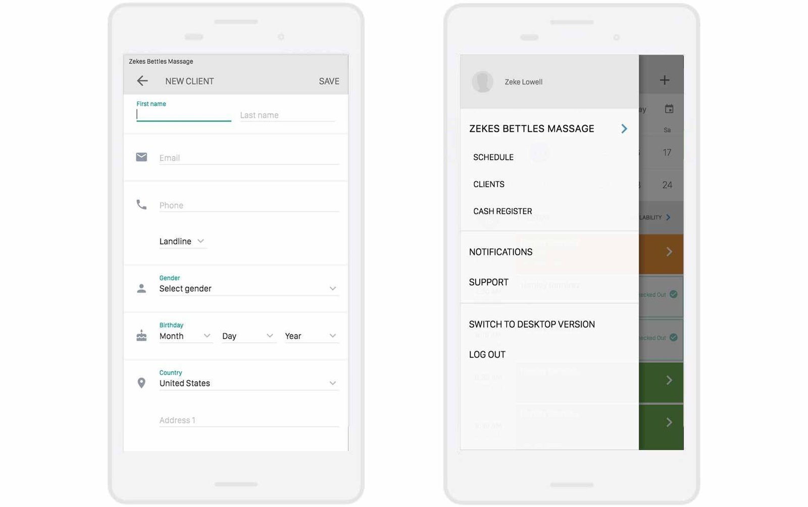 Bodywork practice management and scheduling app